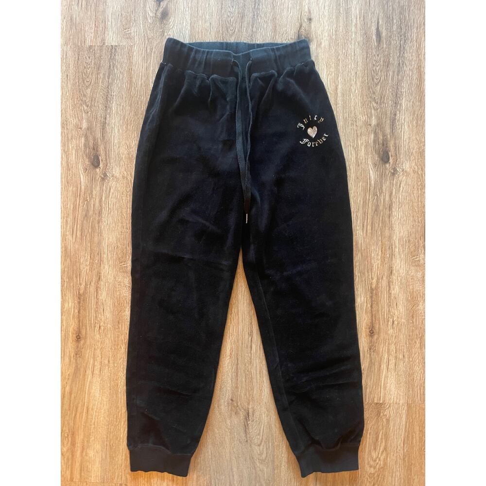 Juicy Couture X Forever 21 Black Rhinestones Velour Track Pants Joggers Medium